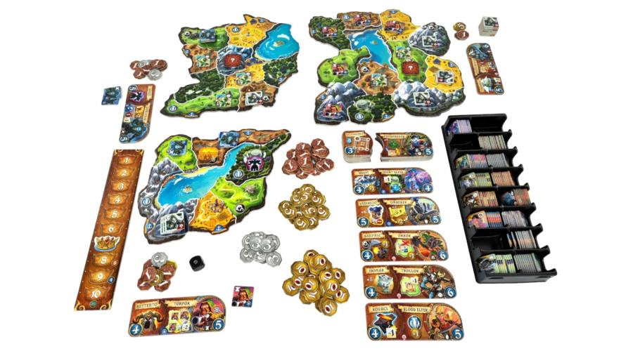 Small World of Warcraft játéktábla és ikonikus Warcraft bábuk 3