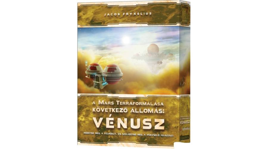 Mars Terraformálása: Következő állomás – Vénusz kiegészítő dobozkép, sci-fi társasjáték grafika