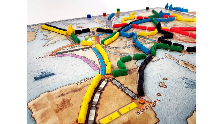 Ticket to Ride Europe játék közben – vonatkártyák és komp útvonalak 5