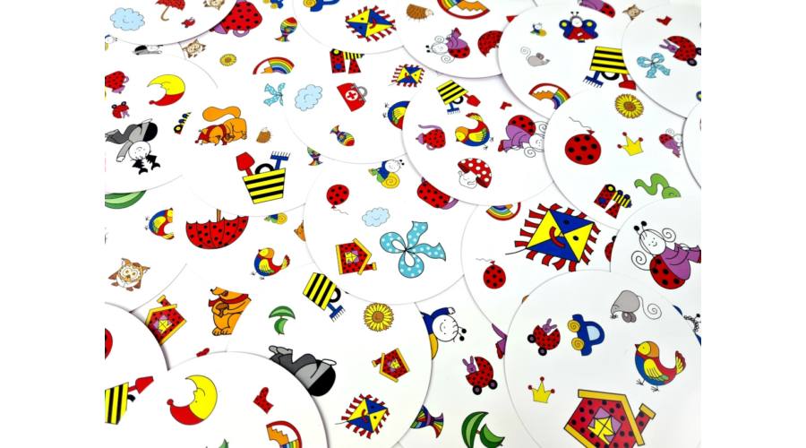 Dobble Bogyó és Babóca társasjáték doboz – színes kártyák 3