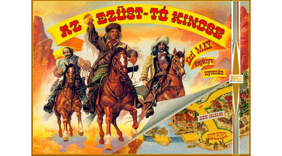 Az Ezüst-tó kincse társasjáték doboza – extra kártyákkal a vadnyugati kincskereséshez