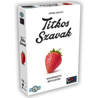 Titkos szavak társasjáték doboz és betűkártyák