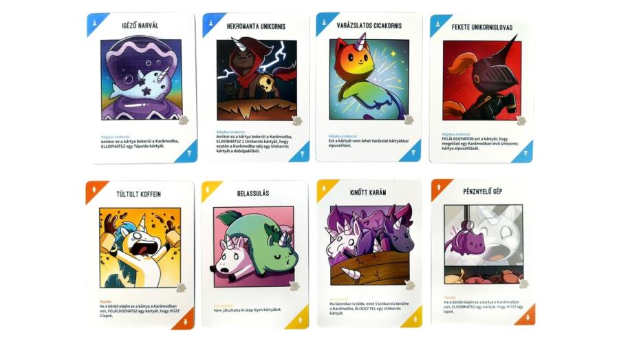 Unikornisok kártyajáték – unikornisok és akadálykártyák játék közben 3