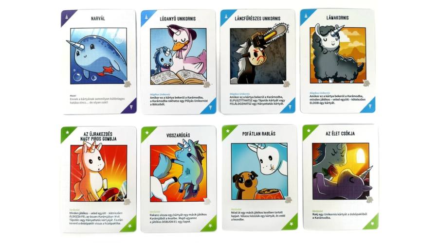Unikornisok kártyajáték – unikornisok és akadálykártyák játék közben 4