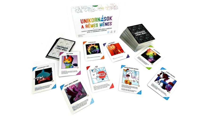 Unikornisok kártyajáték – unikornisok és akadálykártyák játék közben