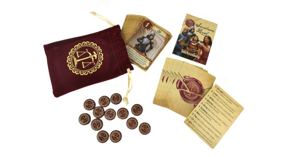 Szerelmes levél társasjáték doboz és kártyák tartalma