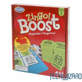 Zingo Boost kiegészítő doboza, színes kártyákkal és játékelemekkel