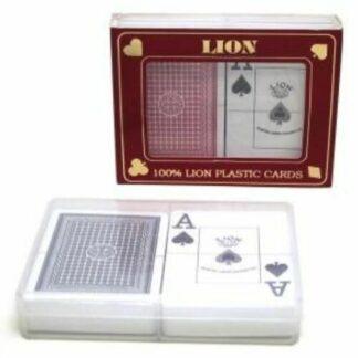 Lion 100% plasztik póker,nagy indexes, 2x55 lap, műanyag dobozban - 757502