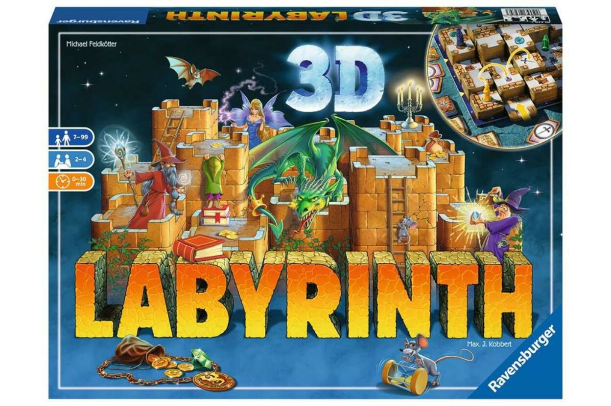 Labirintus 3D társasjáték doboza – térbeli útvesztőjáték 7+