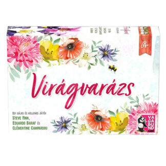 Virágvarázs társasjáték doboz és kártyák – családi stratégiai játék