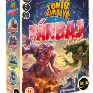 Tokió királya Párbaj társasjáték doboz és kockák – kétfős szörnycsata