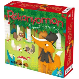 Rókanyomon társasjáték doboz és játéktábla – kooperatív gyerek nyomozós játék