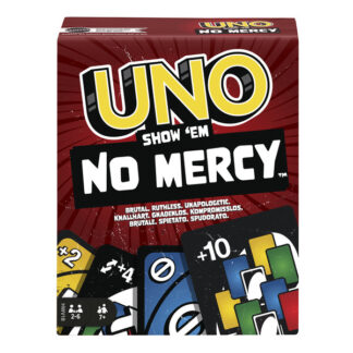 UNO No Mercy – Nincs kegyelem kártyajáték doboz és kártyák