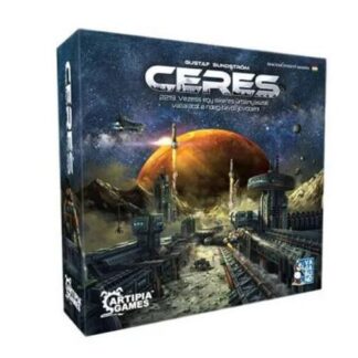 Ceres társasjáték doboza – sci‑fi munkás‑lehelyezős stratégia