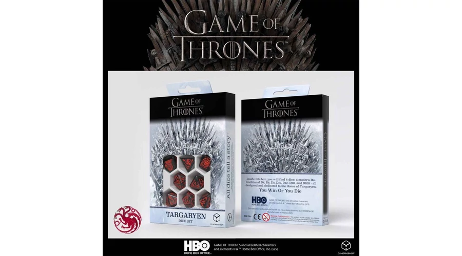 Game of Thrones dobókocka - Targaryen sötétvörös poliéderes szett
