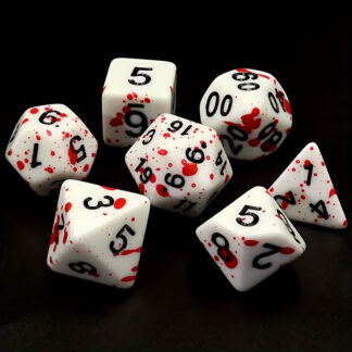 Piros-fehér 7 darabos dobókocka készlet D4 D6 D8 2×D10 D12 D20